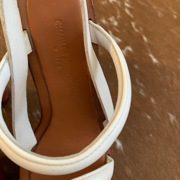 CHARLES JOURDAN Glossy Wood Platforms, Cream - Picture 7 of 13